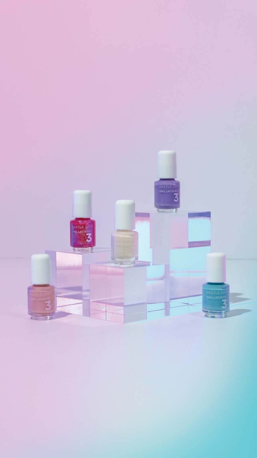 Dazzle Dry product photography with pastel lighting